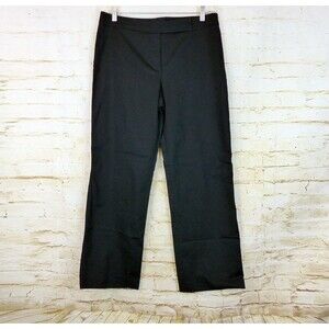 Escada Tailored Pants Womens 42 Black Cotton Wide Leg Altered Waist Hem 32 X 28